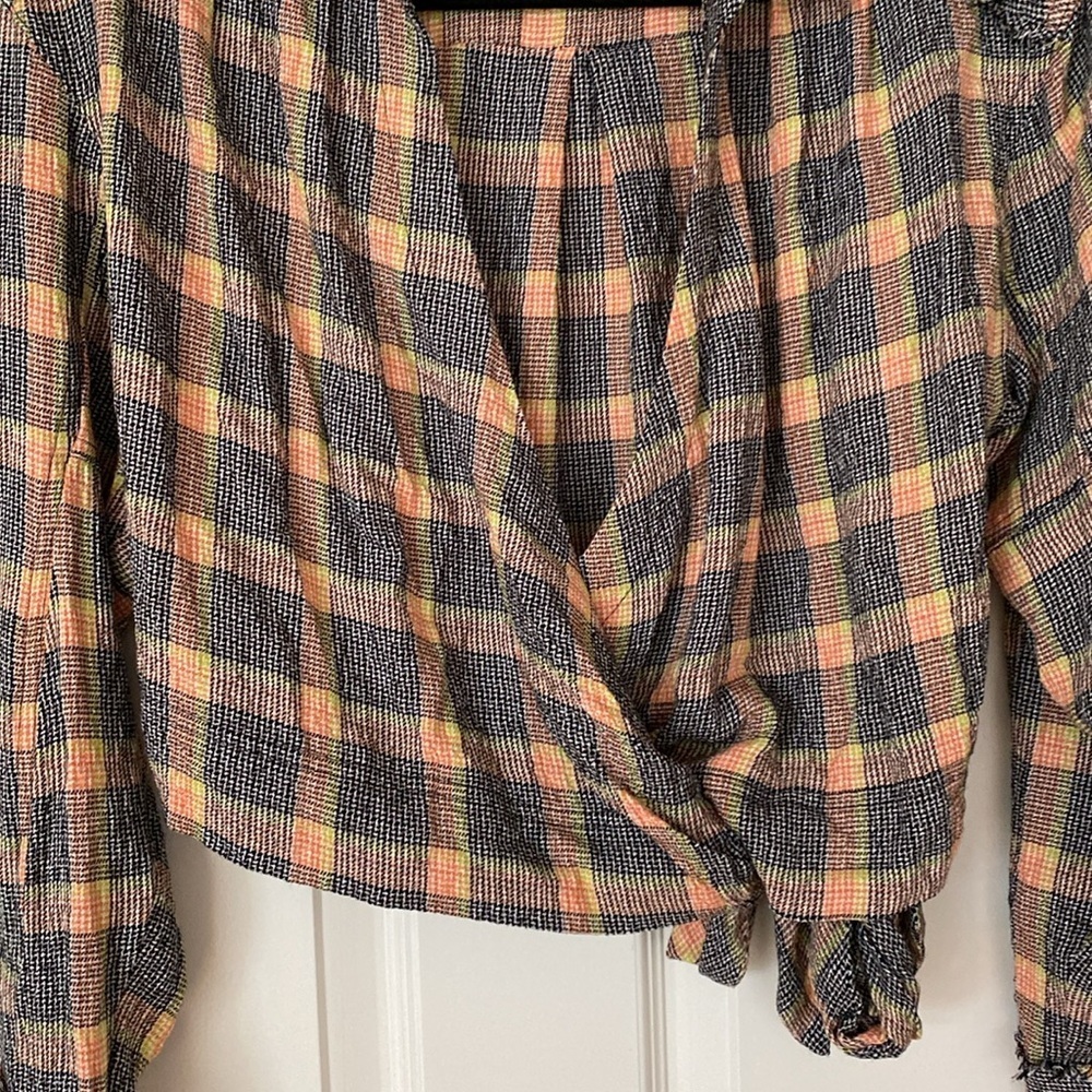Free People Running Wild Plaid Wrap Top - Picture 5 of 7